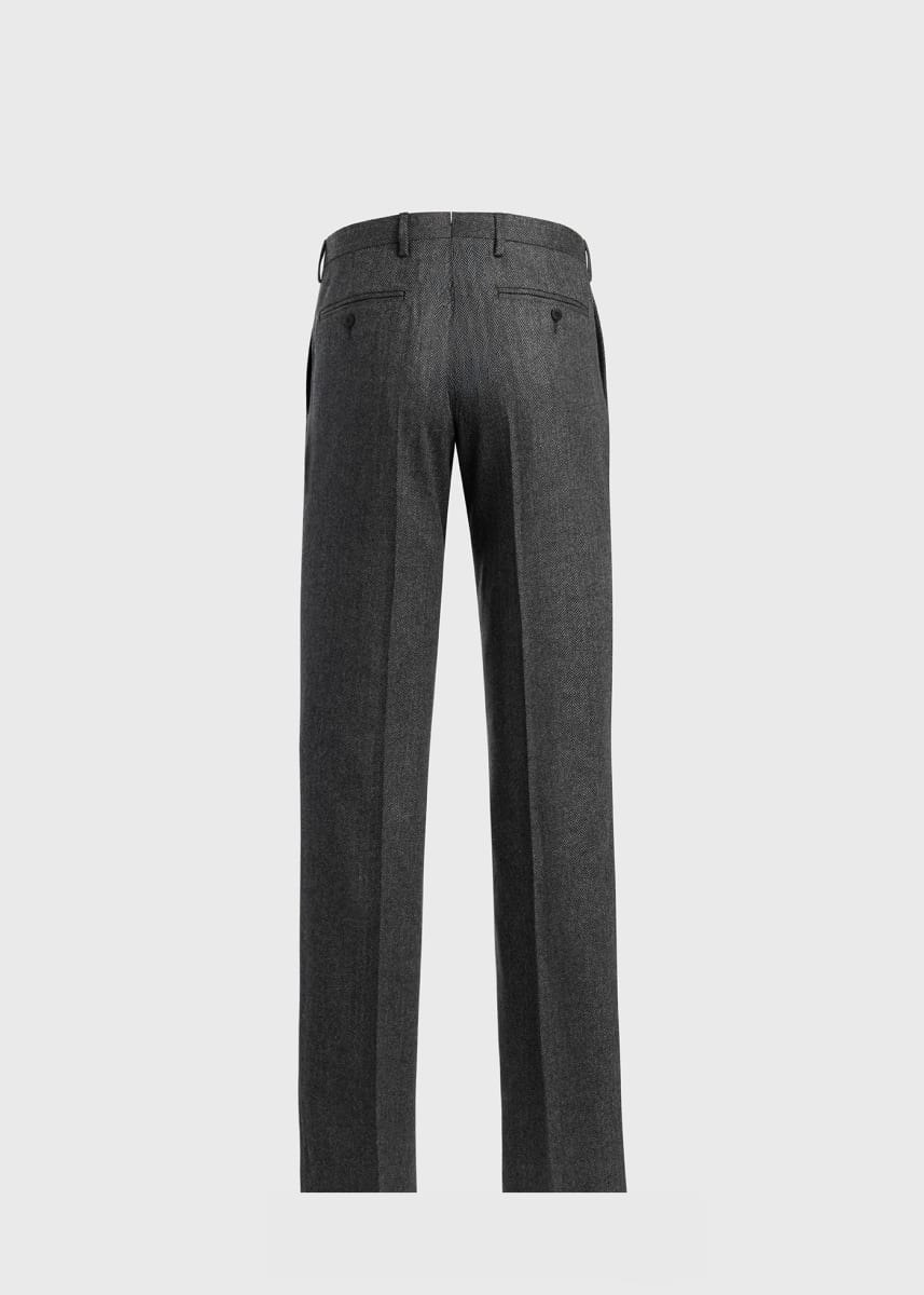 Wool & Cashmere Bone Flannel Trouser - Grey