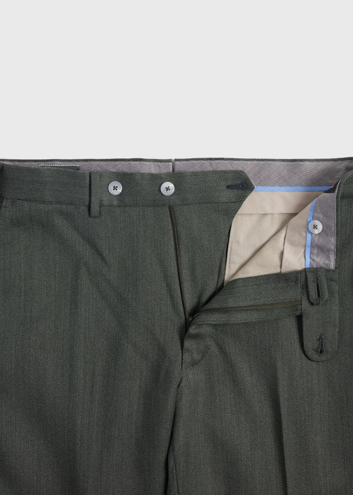 Wool Soft Cavalry Twill Trouser - Dark Green