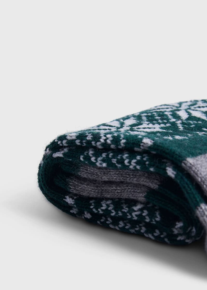 Nordic Fair Isle Sock - Dark Green