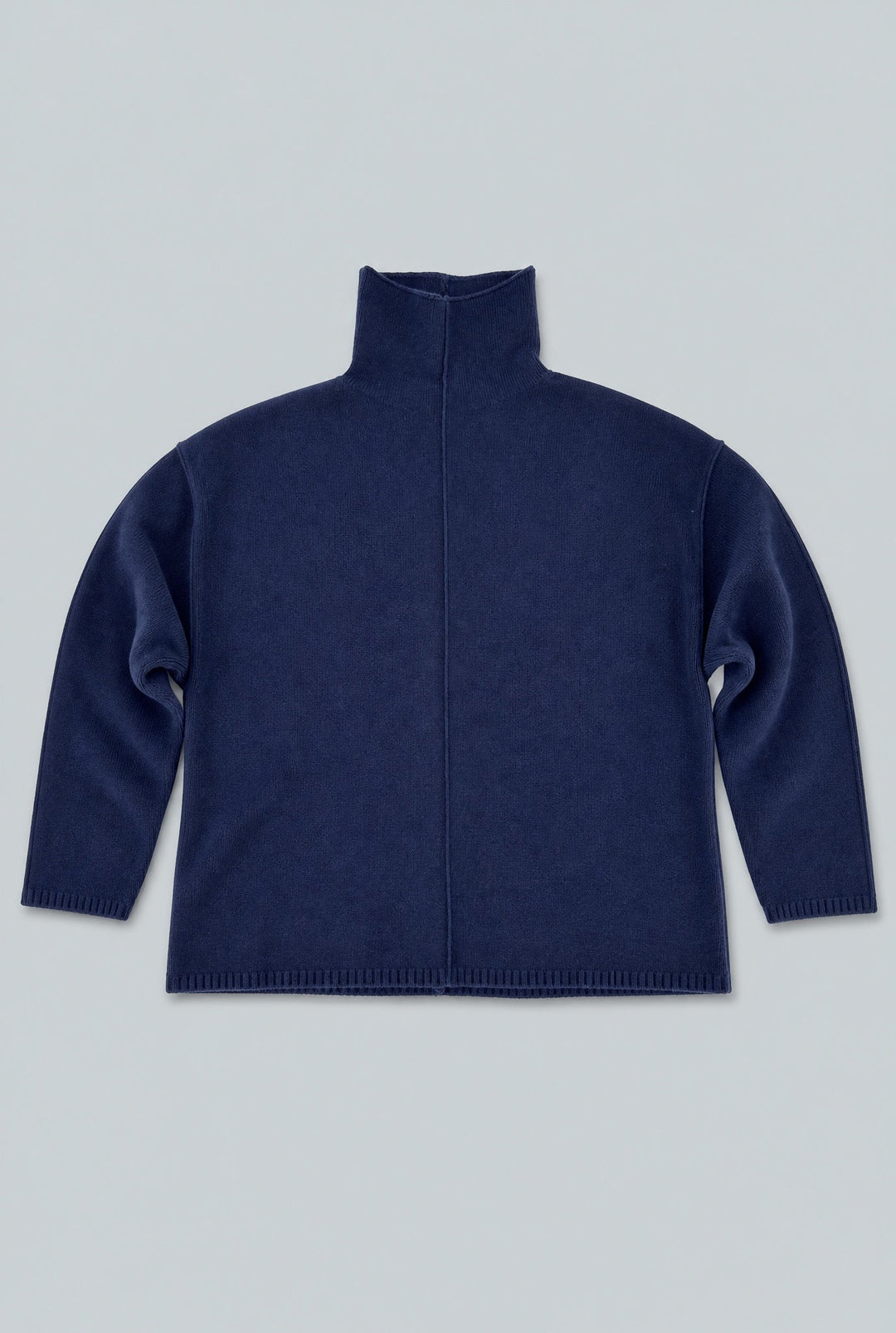 Turtleneck With Piping Details - Navy
