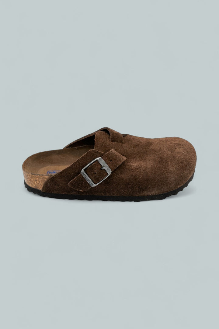 Boston Soft Footbed Suede Leather Clogs - Carafe Tonal