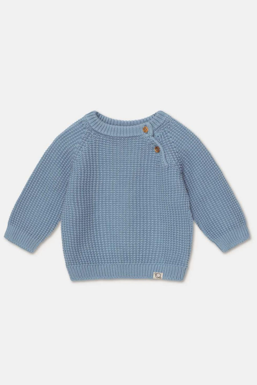 Waffle-knit raglan baby pullover - Sky blue - 6M - Sweater