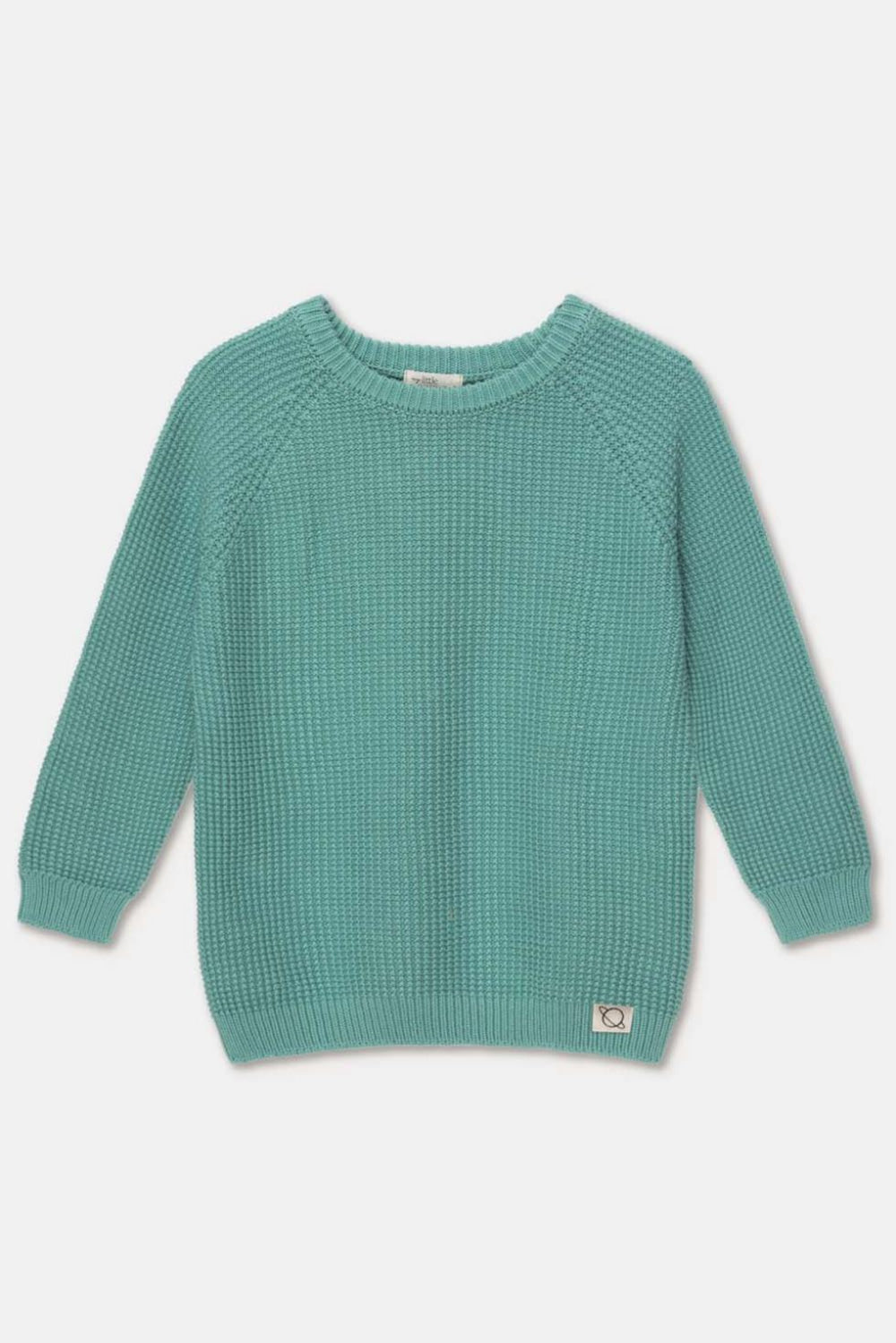 Waffle-knit raglan pullover - Green - Sweater