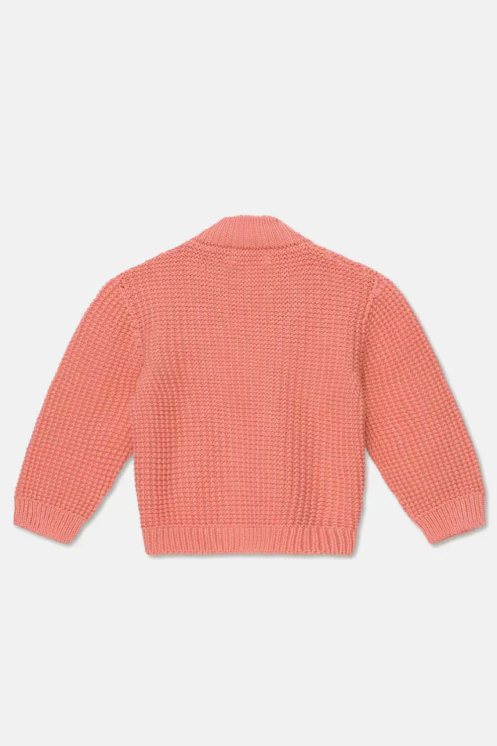 Waffle-knit v-neck baby cardigan - Coral - Cardigan