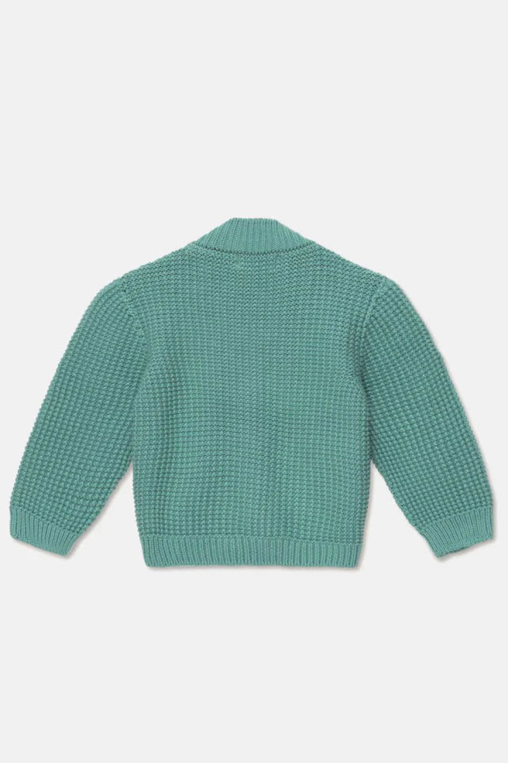 Waffle-knit v-neck baby cardigan - Green - Cardigan