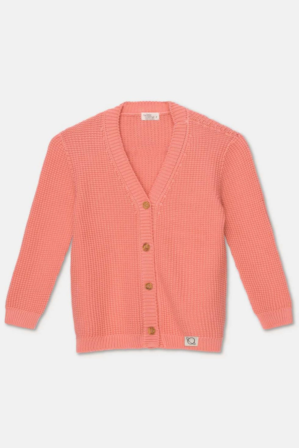 Waffle-knit v-neck cardigan - Coral - Cardigan