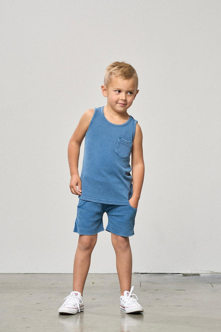Waffle Tank - Blue - Tank Top