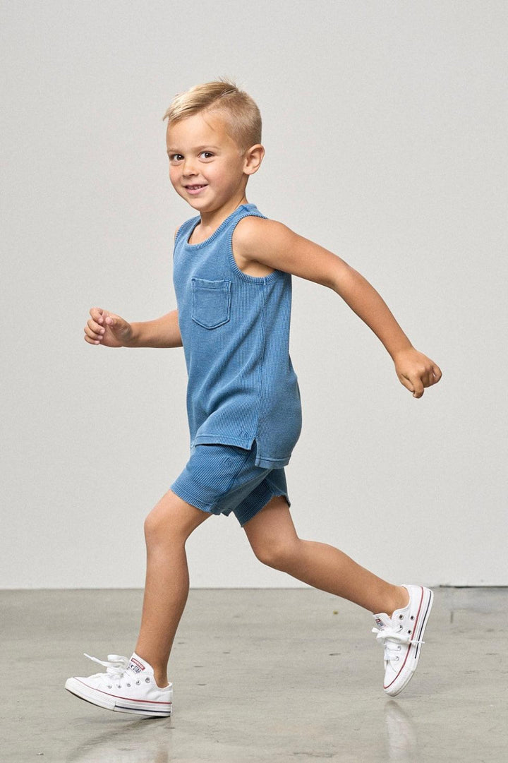 Waffle Tank - Blue - Tank Top