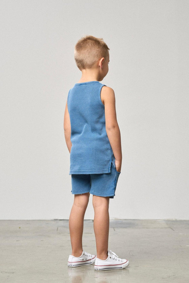Waffle Tank - Blue - Tank Top
