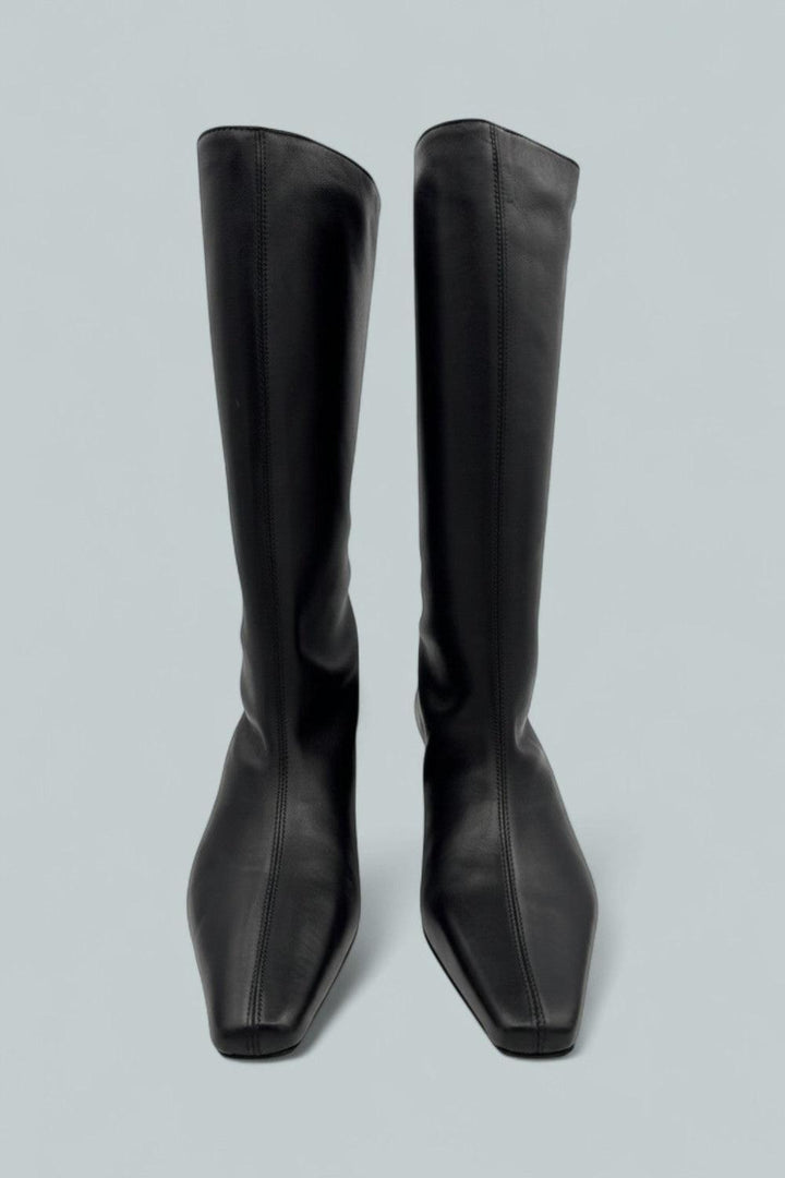 Wally Leather Mid Calf Boots - Black - Boots