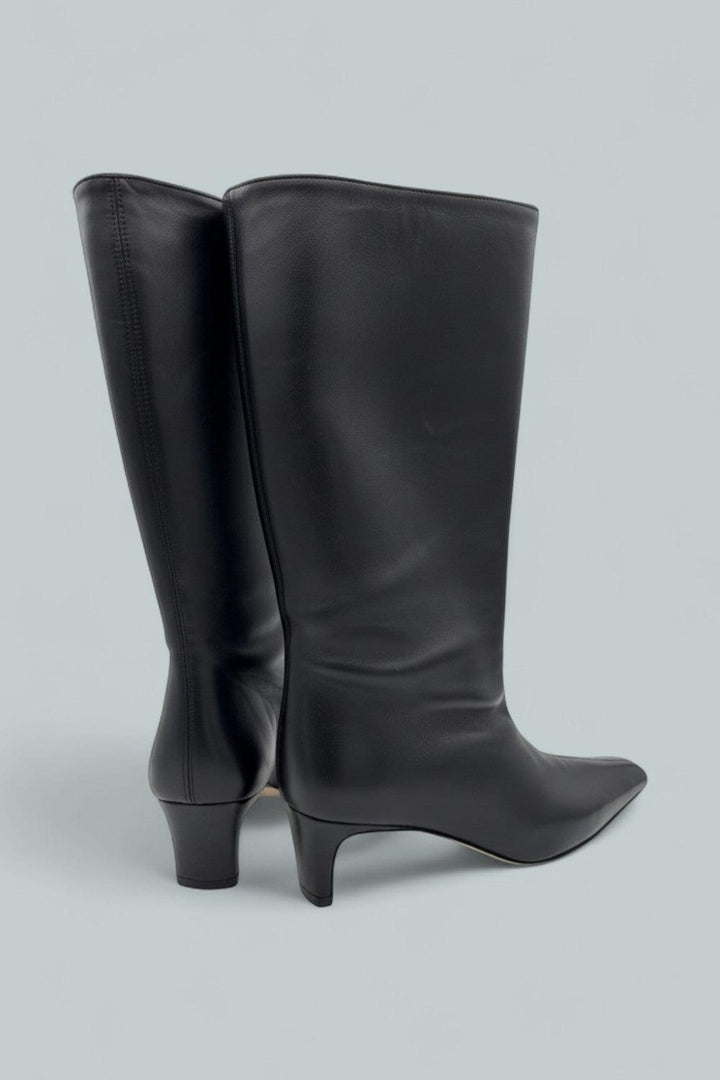 Wally Leather Mid Calf Boots - Black - Boots