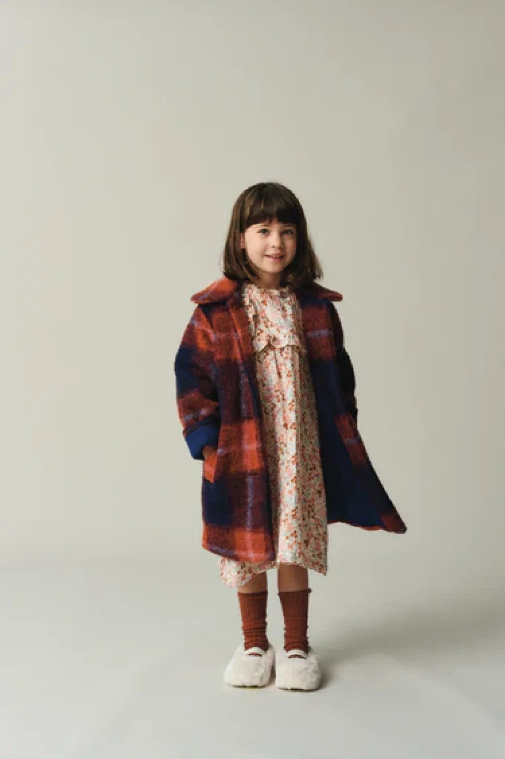 Warm Plaid Coat - Unique - 6Y - Coat