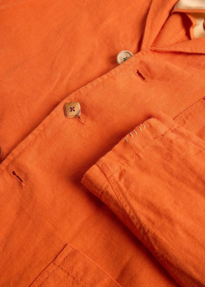 Washed Linen Jacket - Orange - XL (44) - Blazer
