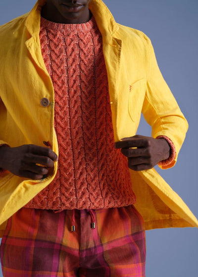 Washed Linen Jacket - Yellow - Blazer