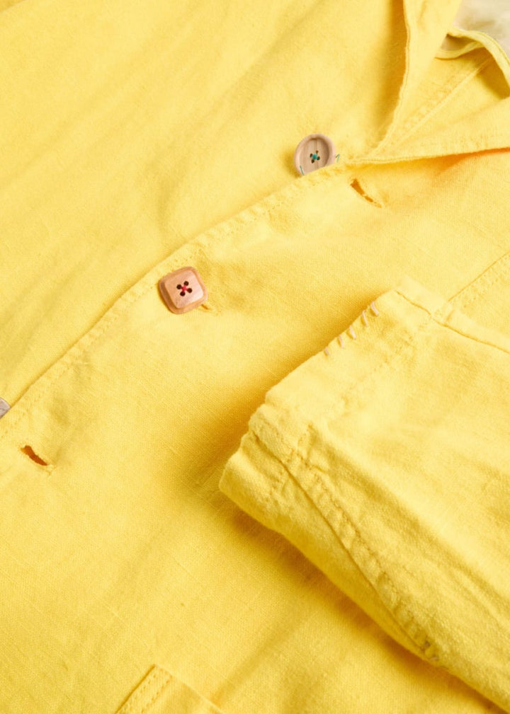 Washed Linen Jacket - Yellow - Blazer