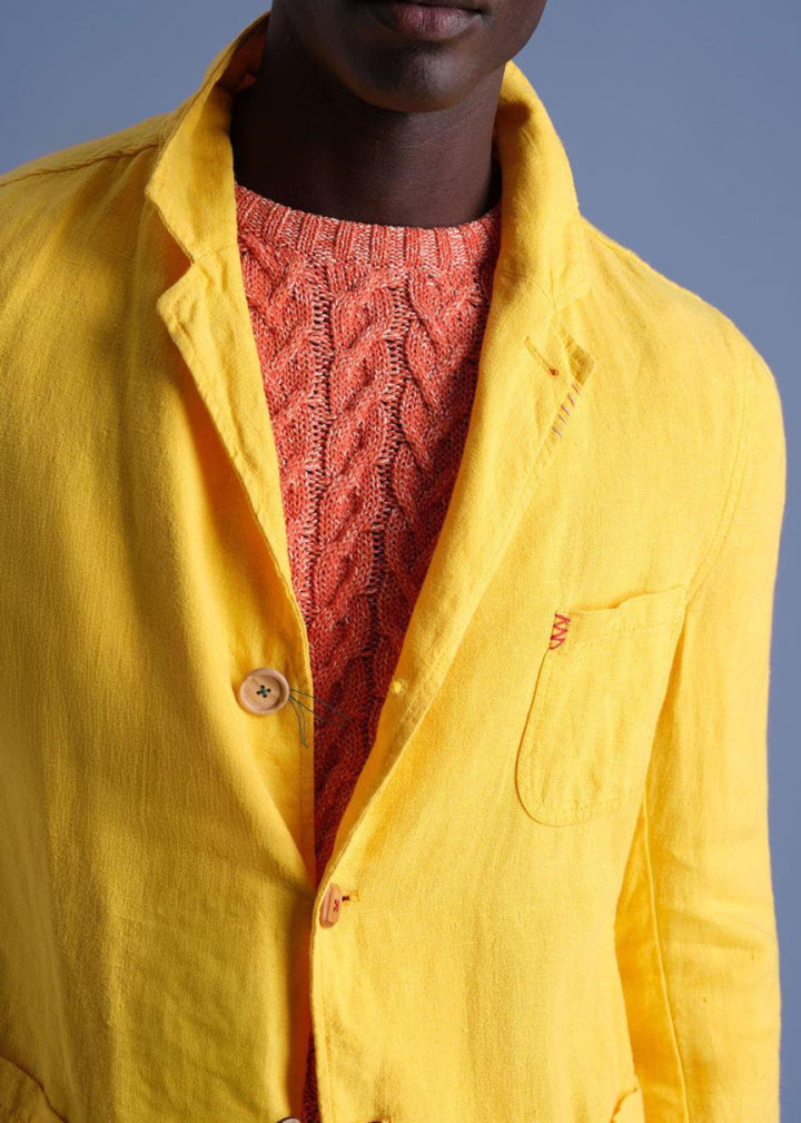 Washed Linen Jacket - Yellow - Blazer