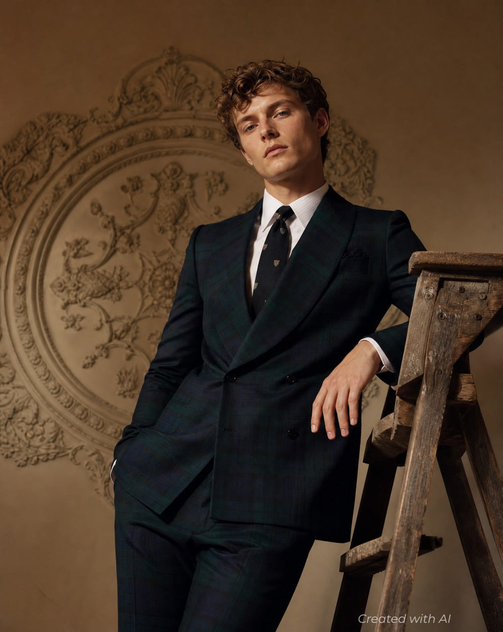 Watch Shawl Collar Tuxedo - Navy/Green - Tuxedo