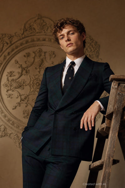 Watch Shawl Collar Tuxedo - Navy/Green - Tuxedo