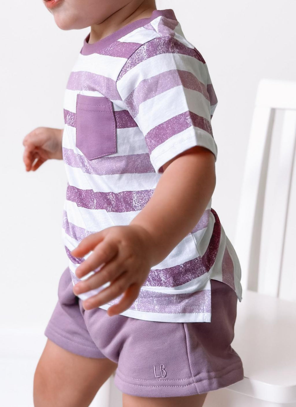 Watercolor Striped Classic Tee - Dusty Plum - T-shirt