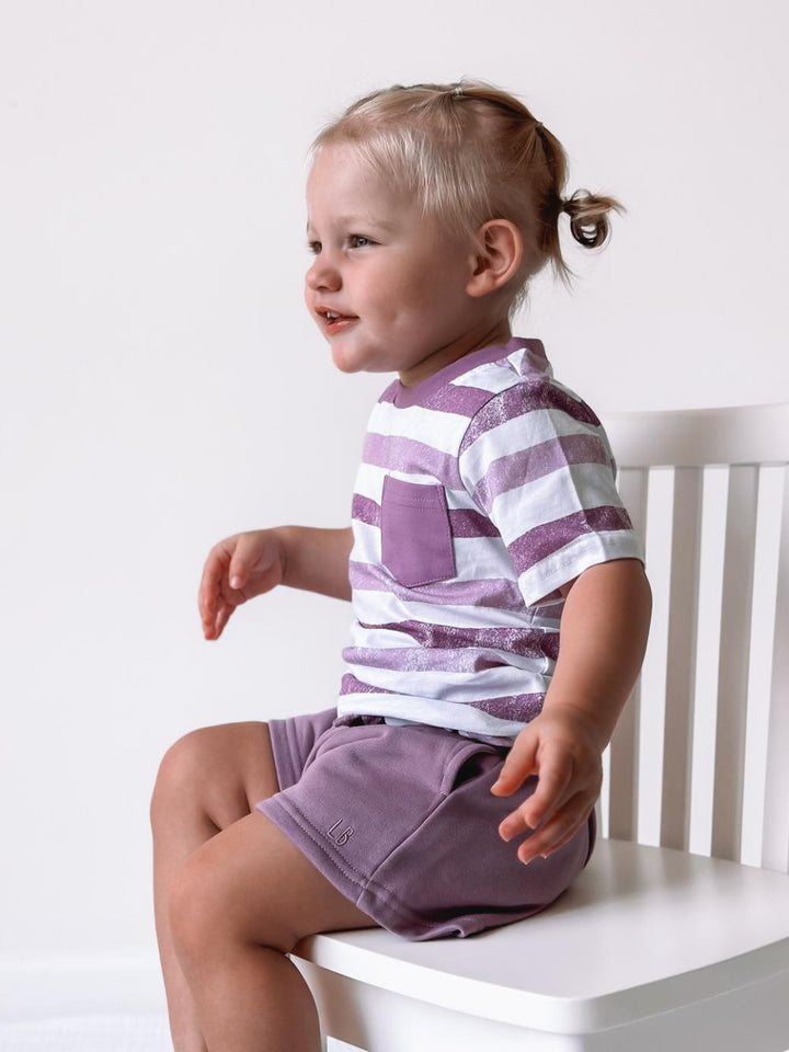 Watercolor Striped Classic Tee - Dusty Plum - T-shirt