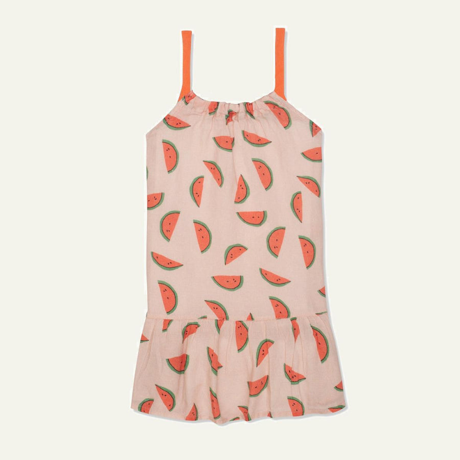 Watermelon Slices Linen Kid Dress - Misty Rose - Dresses
