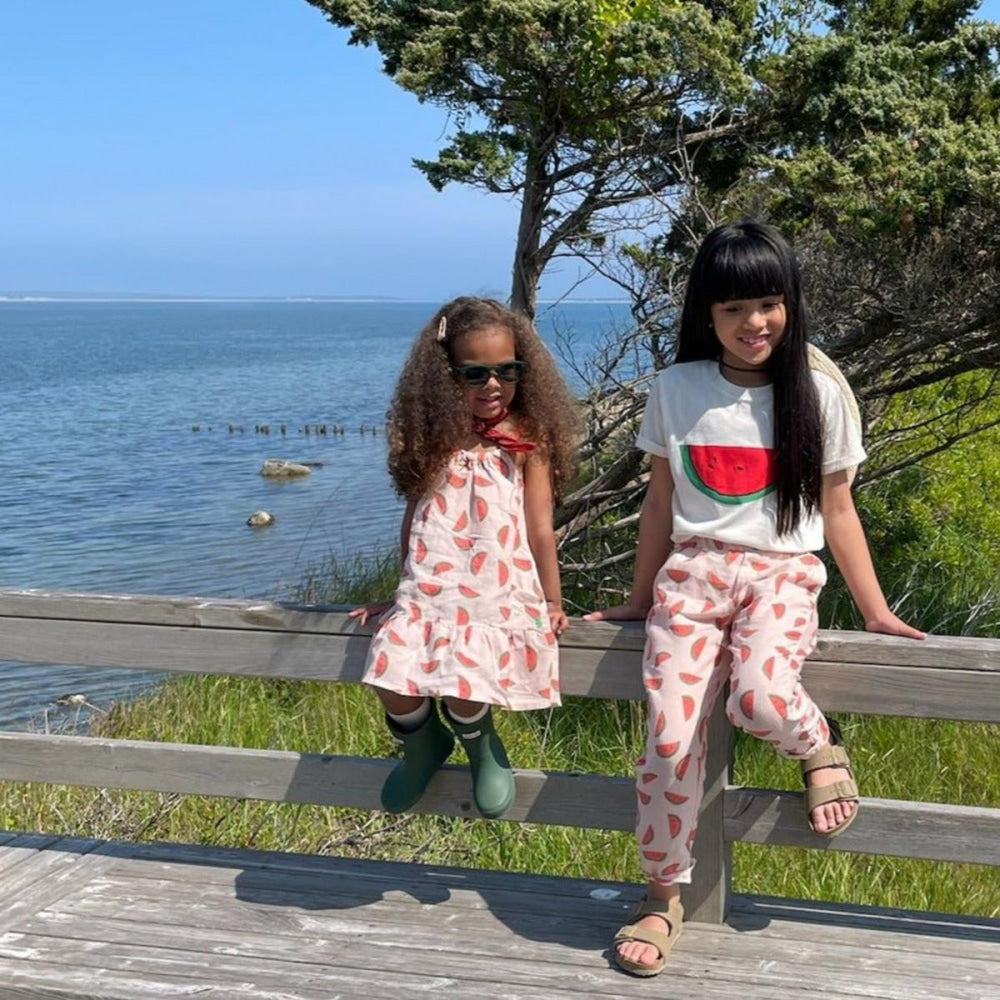Watermelon Slices Linen Kid Pants - Misty Rose - Pants