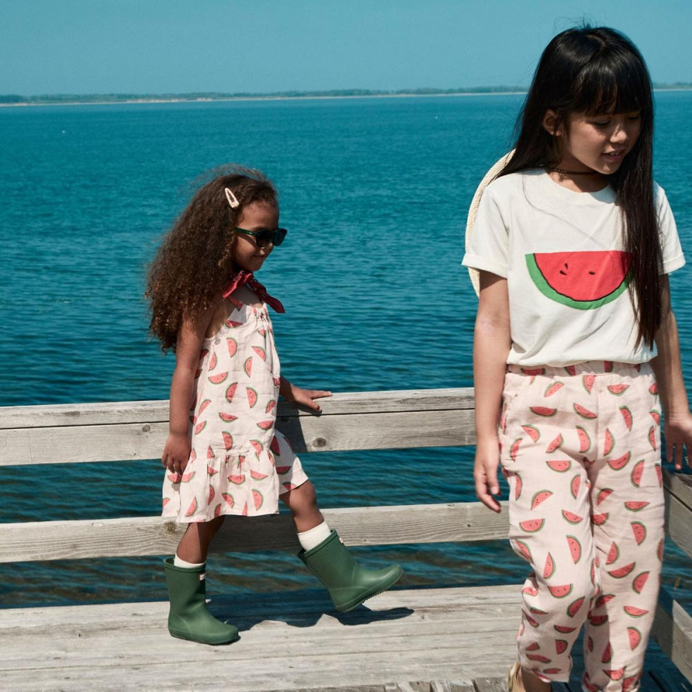 Watermelon Slices Linen Kid Pants - Misty Rose - Pants
