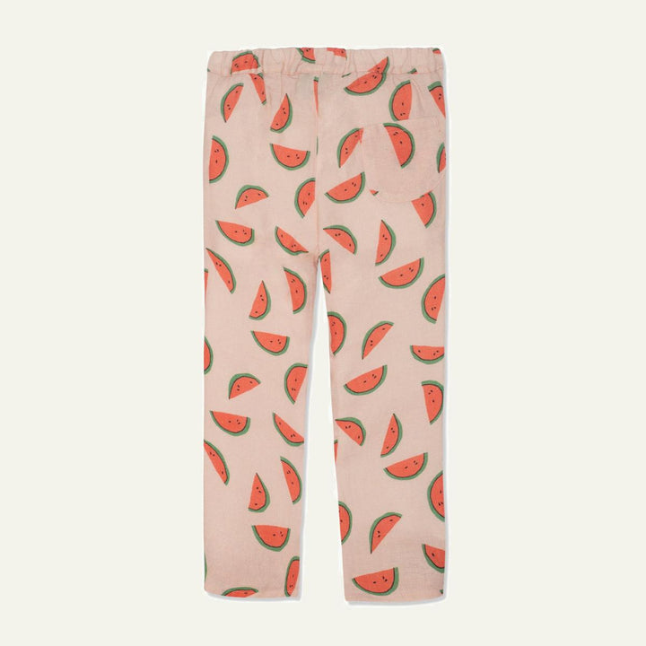 Watermelon Slices Linen Kid Pants - Misty Rose - Pants