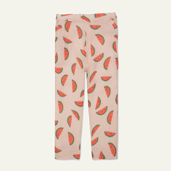 Watermelon Slices Linen Kid Pants - Misty Rose - Pants