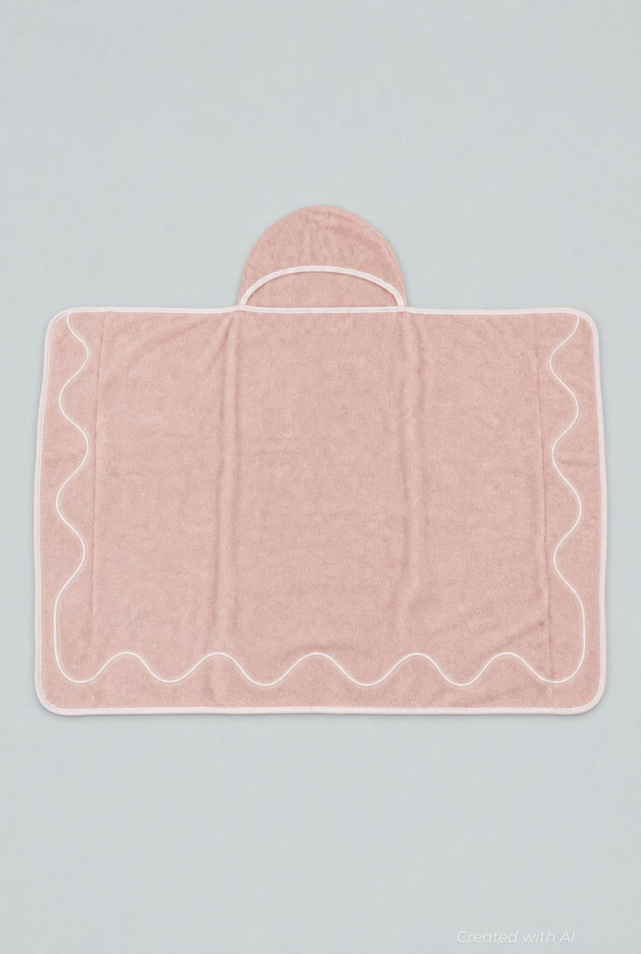 Wavy Embroidered Hooded Towel - Light Pink - OS - Bath Towel