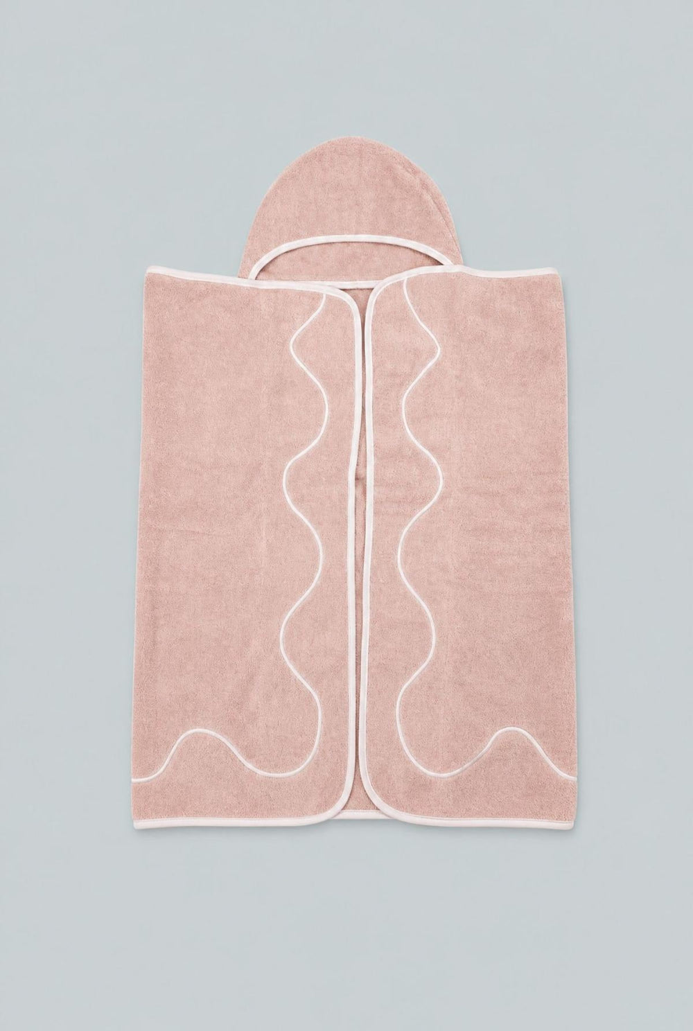 Wavy Embroidered Hooded Towel - Light Pink - OS - Bath Towel