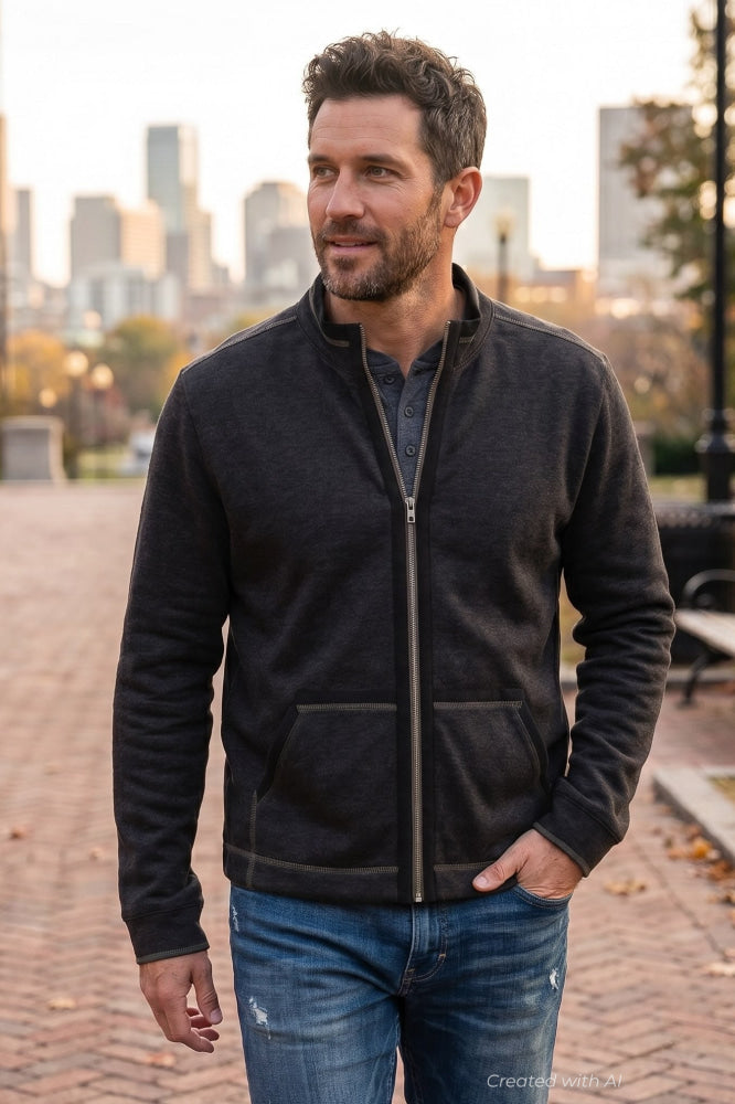 Waylen Organic Cotton Fleece Jacket - Black Iris - Jacket
