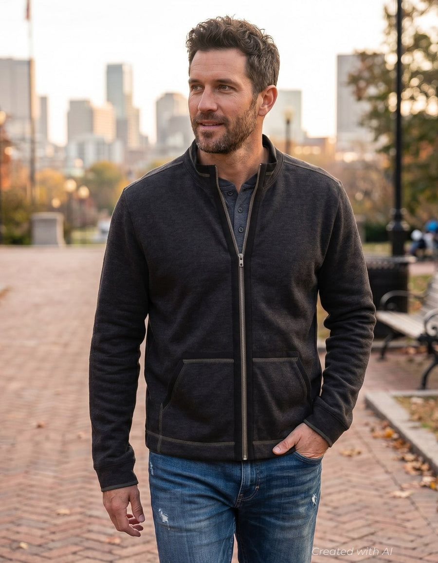 Waylen Organic Cotton Fleece Jacket - Black Iris - Jacket