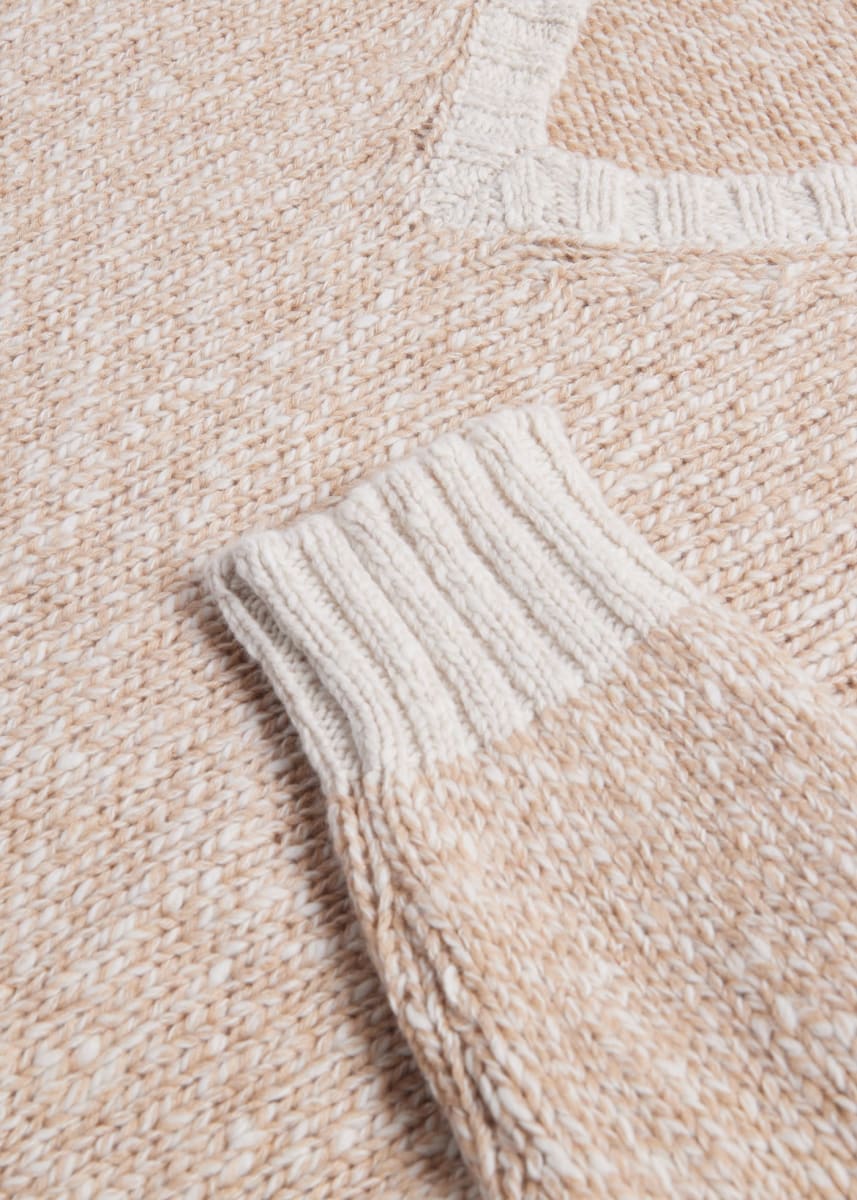 Wool & Cashmere V-Neck Sweater - Tan