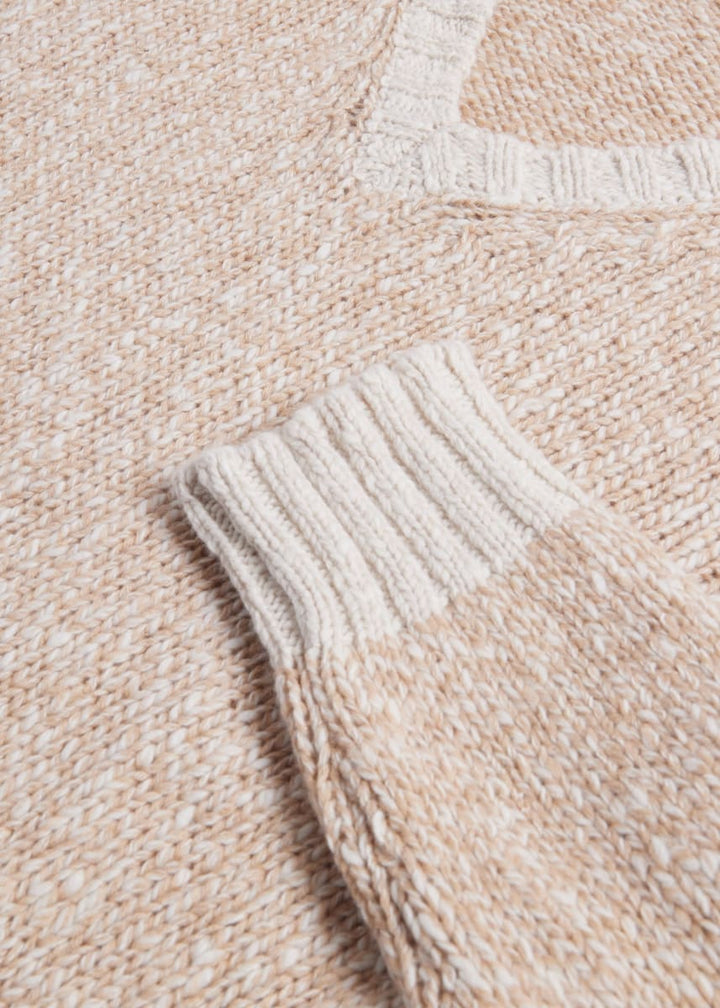 Wool & Cashmere V-Neck Sweater - Tan