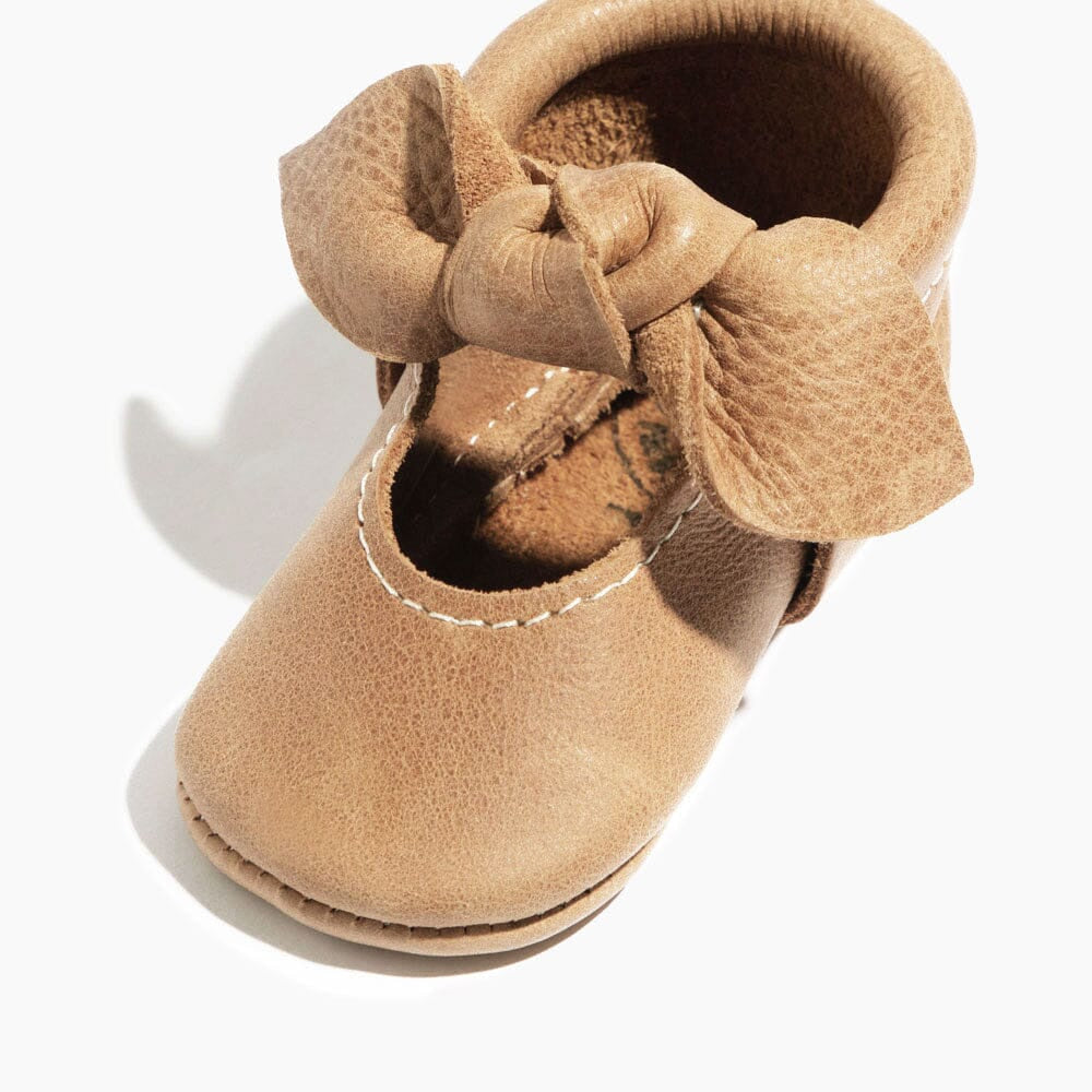Weathered Brown Knotted Bow Baby Shoe - ’Flats - Baby Kids Adult All’