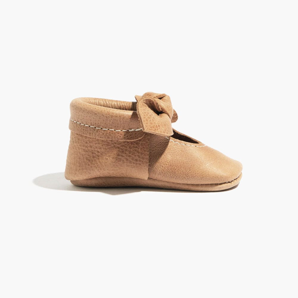 Weathered Brown Knotted Bow Baby Shoe - ’Flats - Baby Kids Adult All’