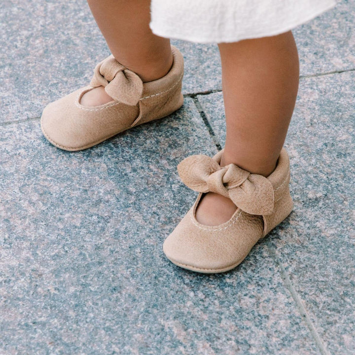 Weathered Brown Knotted Bow Baby Shoe - ’Flats - Baby Kids Adult All’