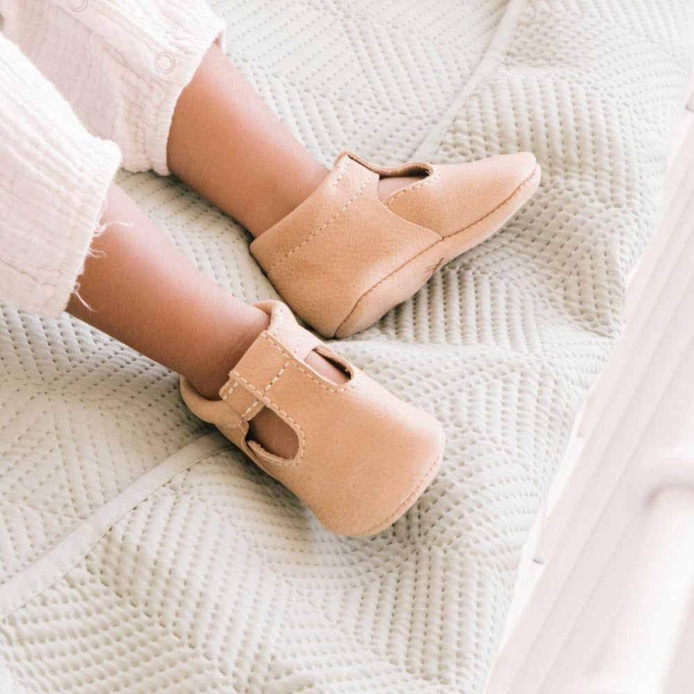 Weathered Brown T-Bar Baby Shoe - ’Flats - Baby Kids Adult All’