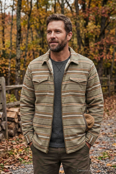 Wesley Sherpa Lined Jacket - Olive - Jacket
