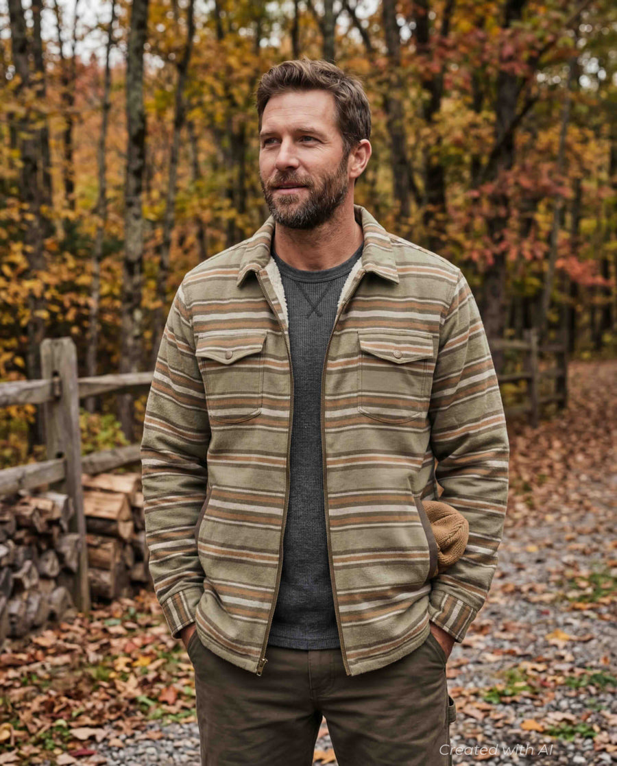 Wesley Sherpa Lined Jacket - Olive - Jacket