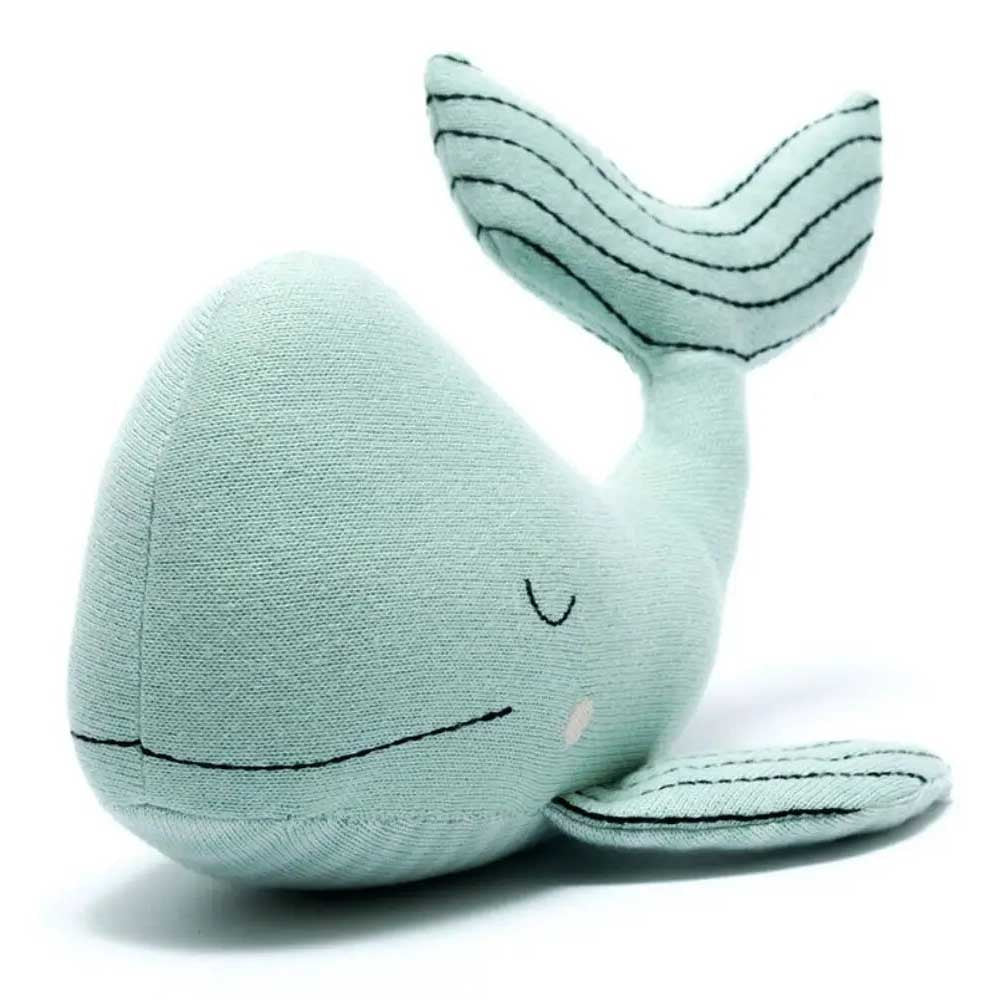 Knitted Organic Cotton Sea Green Whale Plush Toy