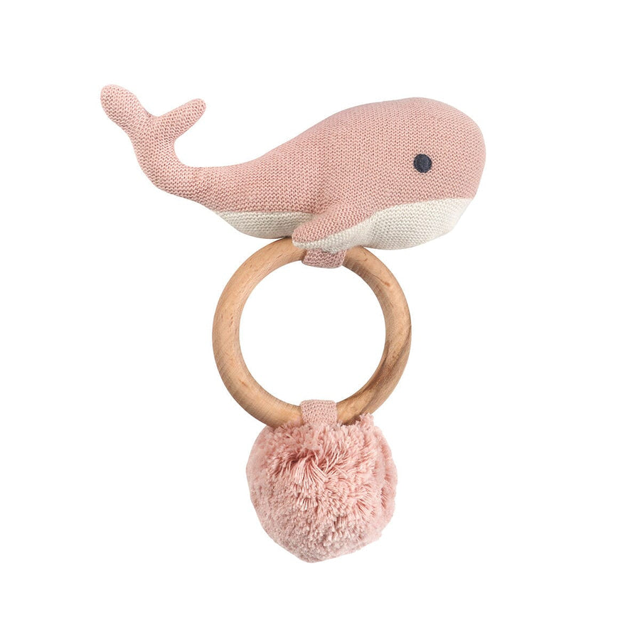 Organic Knit Whale Rattle - Pink Rattles Sammy + Nat 