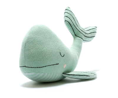 Sea Green Whale Plush Toy - Sea Green / 100% Organic Cotton - ’Stuffed Animal - Baby Kids Adult’