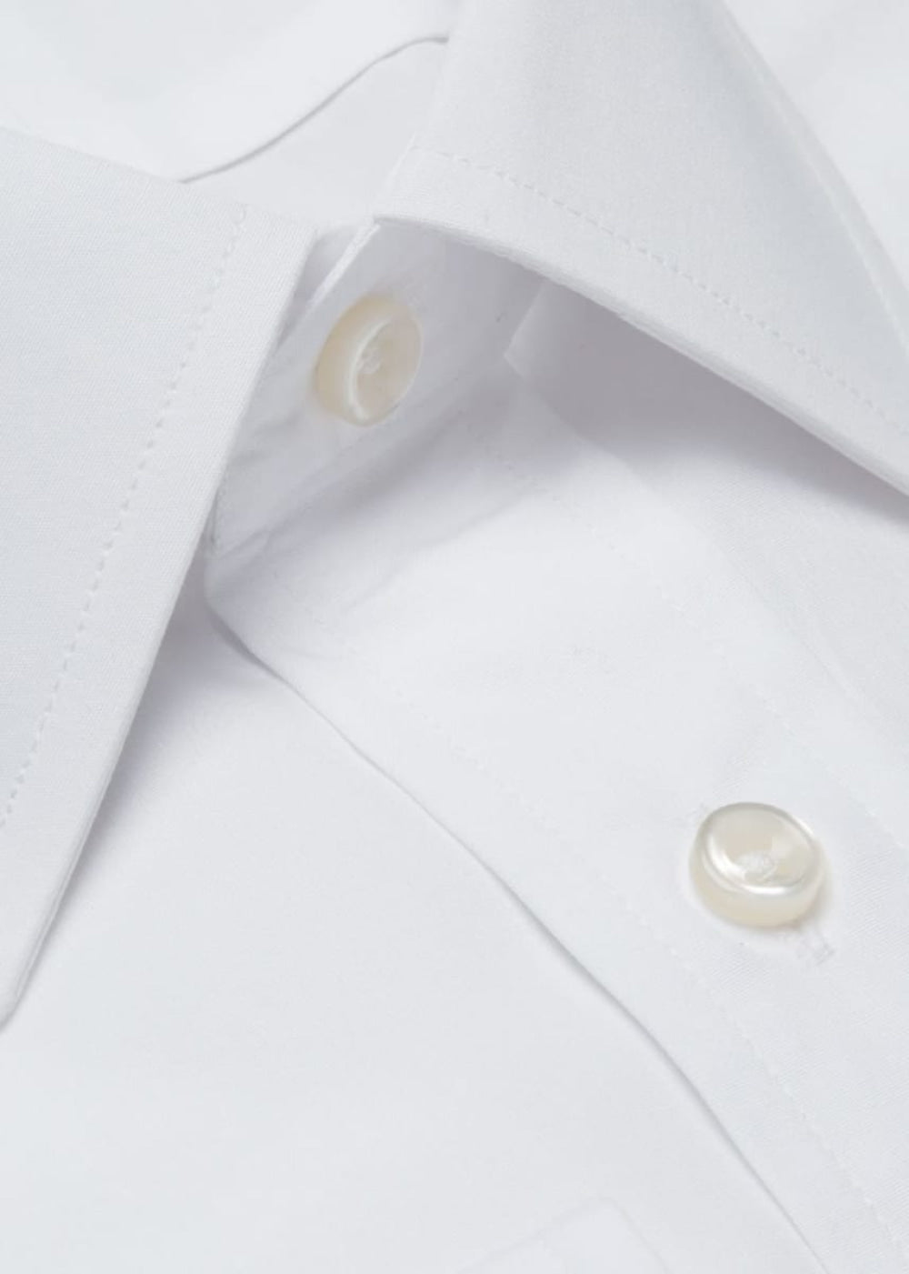 White Broadcloth Cotton Dress Shirt - White - Dress Shirt