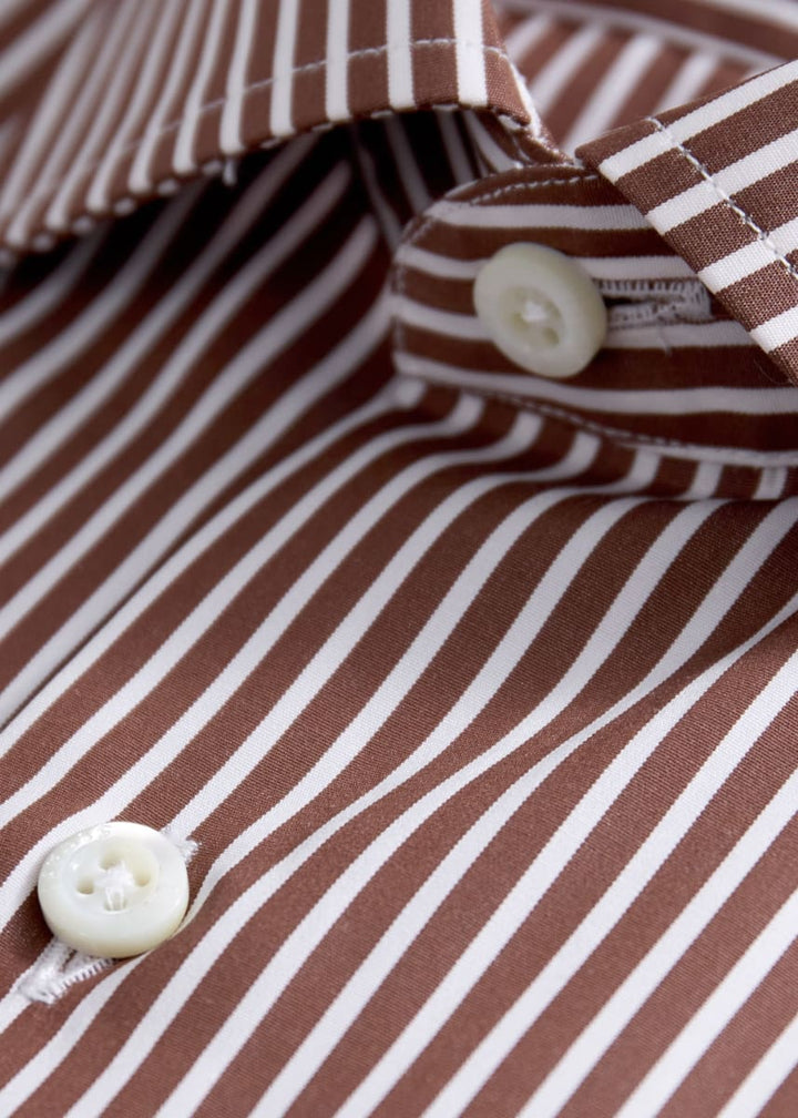 Silky Cotton Stripe Sport Shirt - Gold