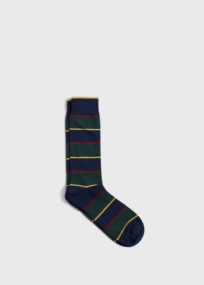 Cotton Regimental Stripe Sock - Navy/Green