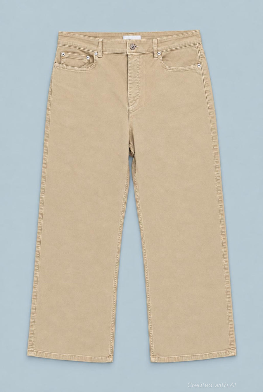 Wide Leg Denim Pants - Khaki - 33 - Jeans