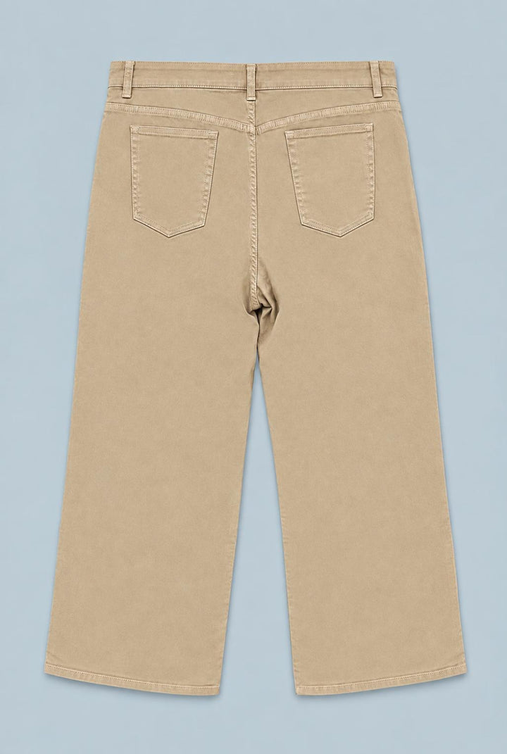 Wide Leg Denim Pants - Khaki - 33 - Jeans