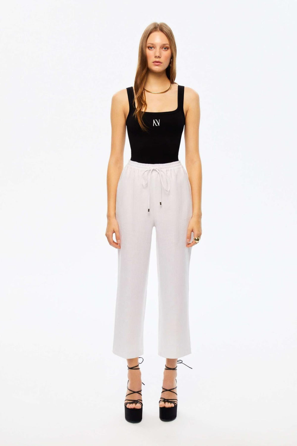 Wide-Leg Linen Pants - Ecru - Pants